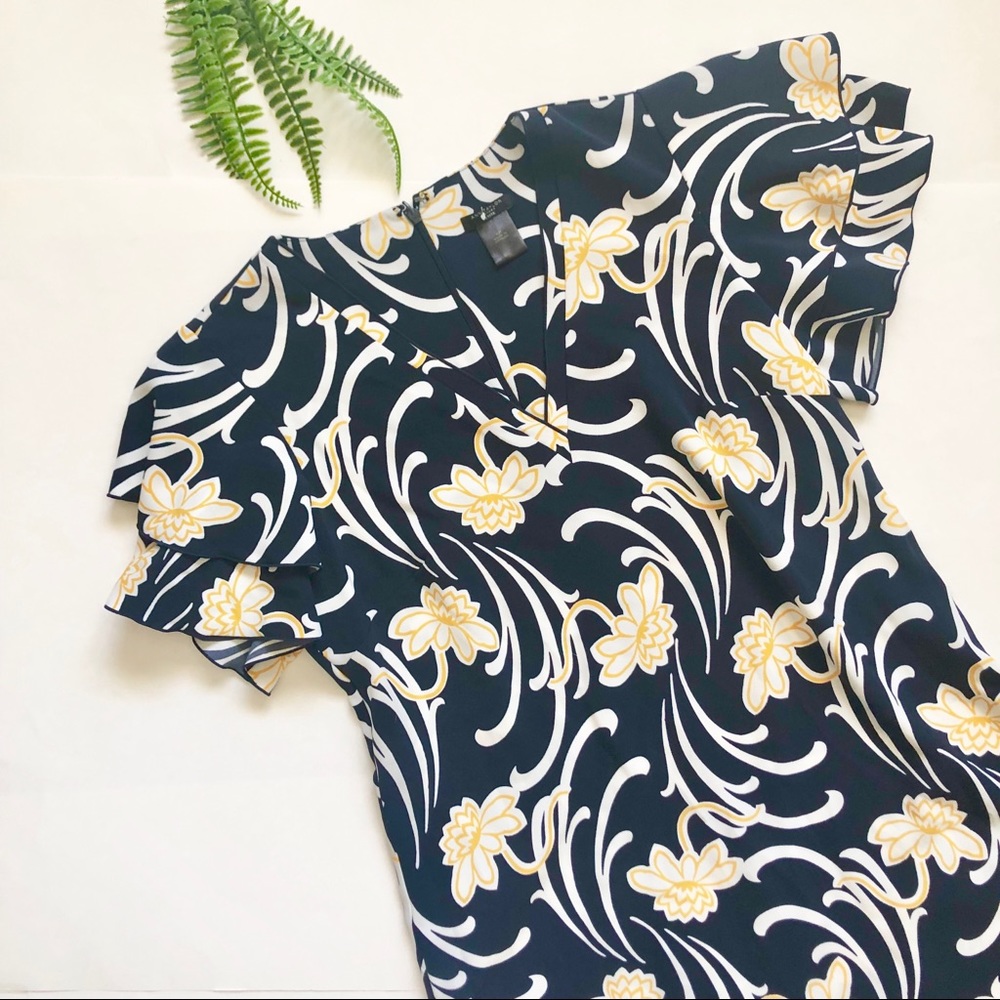 Ann Taylor Navy and Yellow Dress